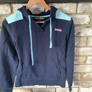 Vineyard Vines | Blue V-Neck Pullover Hooded Sweatshirt | Small